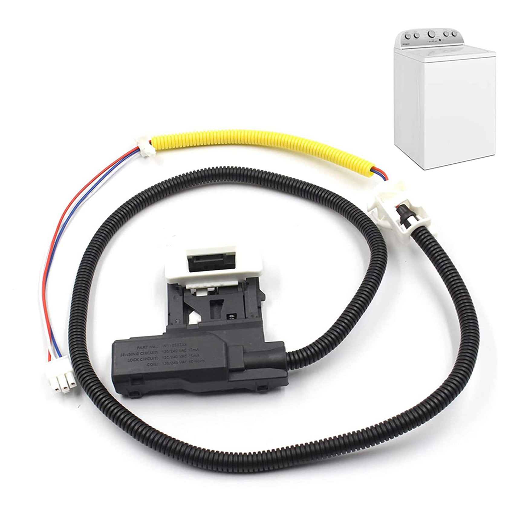 6X W11307244 W10682535 Washer Lid Lock Switch Replacement(3 Wires) for ,Washing Machine Lid DoorLatch Assembly
