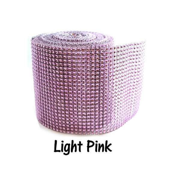4.5" x 10 yards Pink Diamond Mesh Wrap Roll Rhinestone Crystal Ribbon