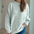 thumbnail image 6 of POROPL White Sweaters for Women Long Sleeve Crew Neck Sweater Casual Oversized Warm Knitted Blouse Pullover Size S-L, 6 of 7