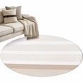 thumbnail image 2 of Brown Stripe Round Area Rug 3 FT, Small Kitchen Bathroom Mats, Modern Rustic Horizontal Brown Striped Washable Indoor Outdoor Throw Runner Carpet Non-Shedding Doormat for Table Shower Sofa Entryway, 2 of 8