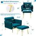 thumbnail image 7 of ACMEASE Velvet Accent Chair with Adjustable Armrests and Backrest,Single Recliner Armchair with Ottoman, Teal, 7 of 7