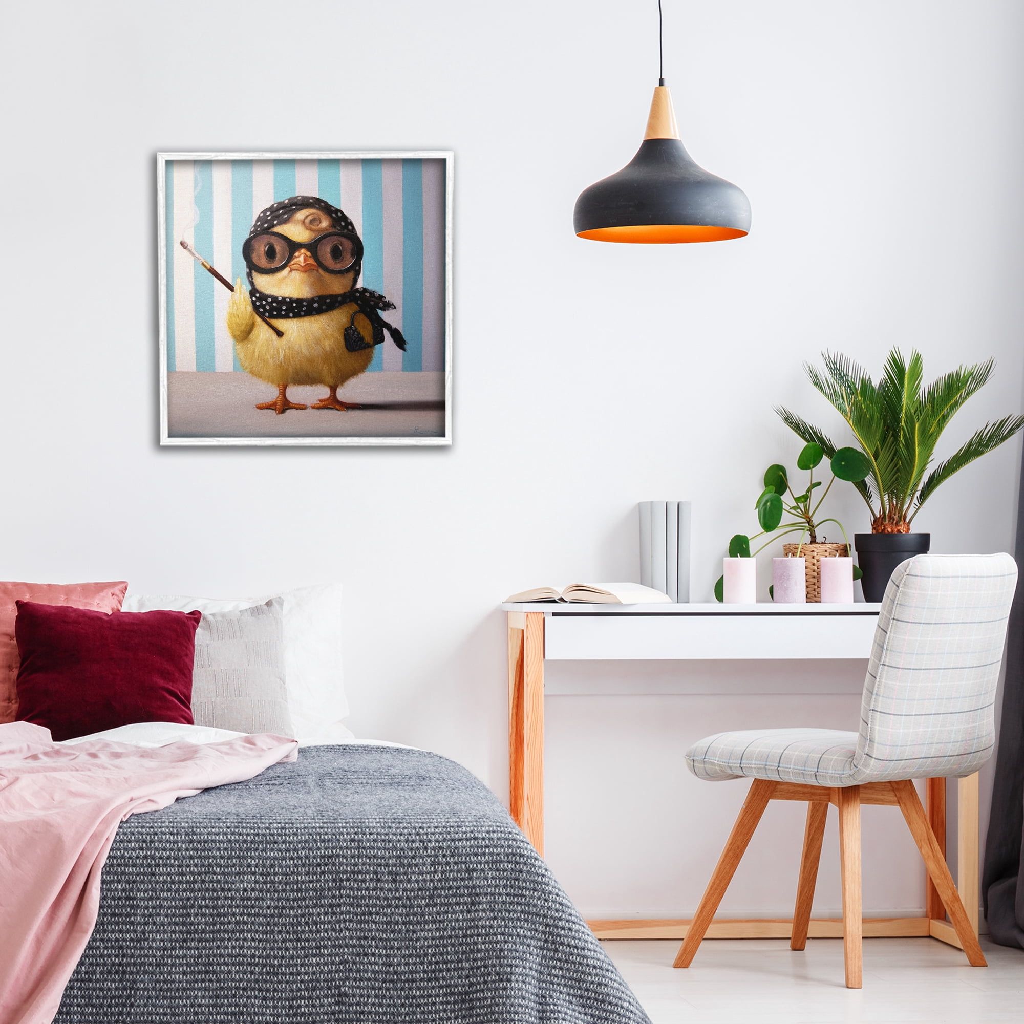 Stupell Industries Audrey Henburn Famous Chick White Framed Giclee Art, design by Lucia Heffernan