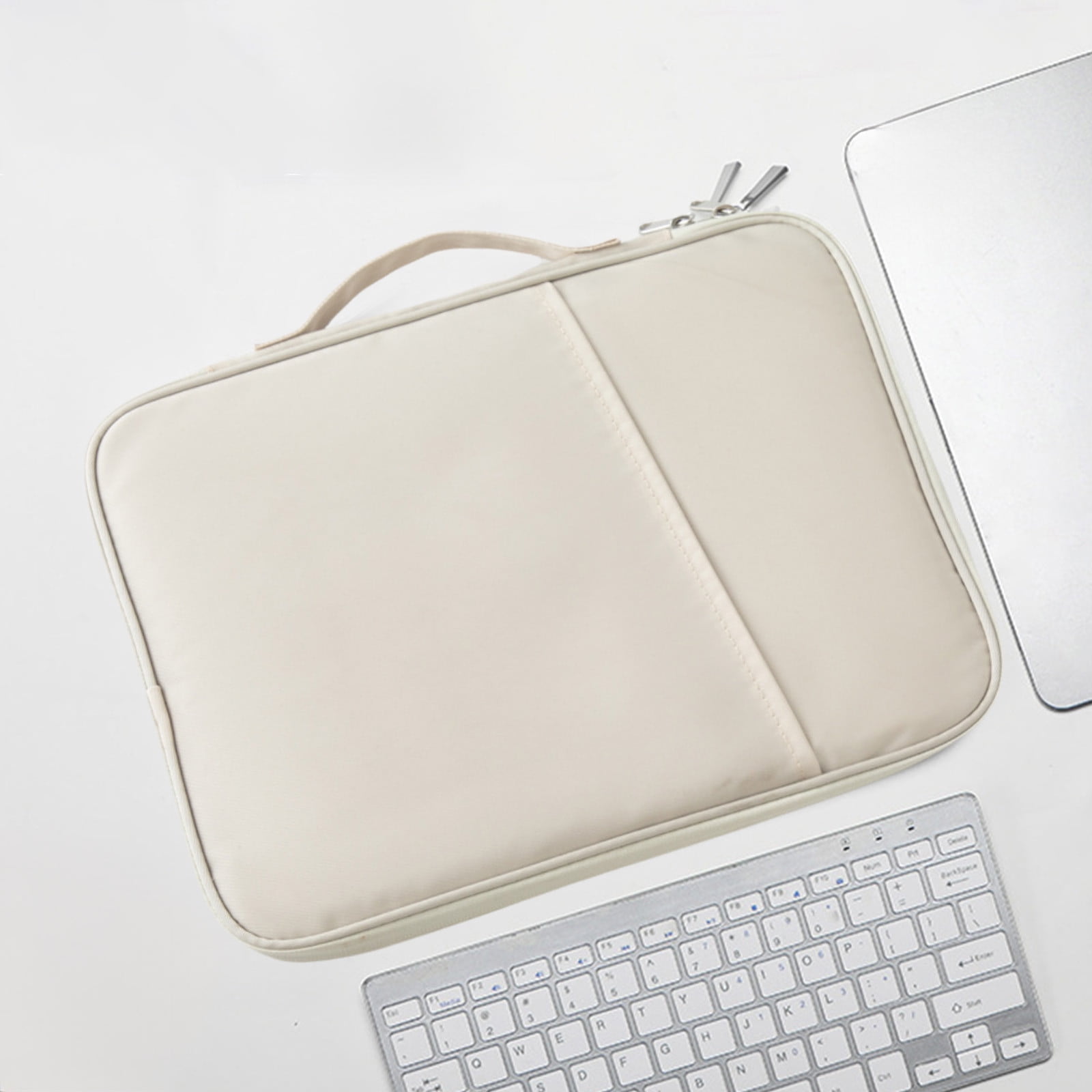 Hiroekza Universal Tablet Sleeve Case - Lightweight Laptop Bag for 10-14 Inch Tablets & Notebooks, Polyester Multi-Function Sleeve with Large Capacity for Accessories, Perfect for Work & Travel White