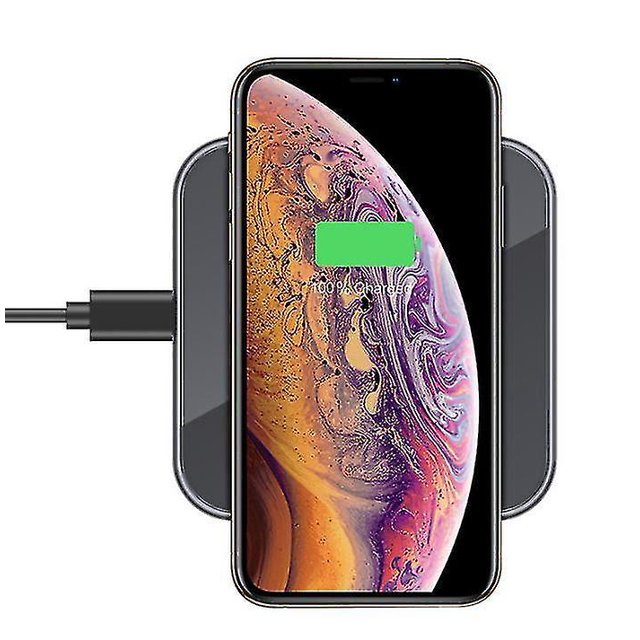 Cargador inalámbrico cuadrado de espejo de vidrio templado, carga rápida de 15 W para Apple Samsung??? ¿¿Plata??‰ ZefeiWu 8390613010216