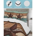 thumbnail image 4 of Vintage Teal King Size Down Alternative Comforter, Lightweight Comforter Quilt Bedding Set with Pillow Shams Brown Western Texas Barn Star Wood Grain All Seasons Bed Comforter Duvet Insert 96"x106", 4 of 7