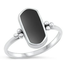 CHOOSE YOUR COLOR Ring .925 Sterling Silver Black Simulated Agate Statement Band CZ Female Size 10