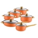 thumbnail image 5 of Juego de utensilios de cocina de acero inoxidable de 6 piezas con mango ergonómico portátil, que incluye un Naranja, 5 of 9