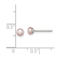 thumbnail image 2 of FB Jewels Sterling Silver 3-4mm Purple FW Cultured Button Pearl Stud Earrings, 2 of 2