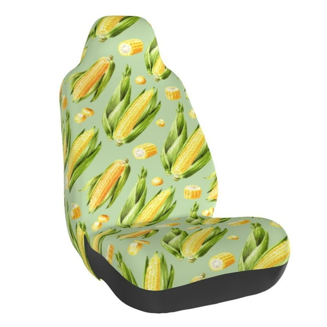 Wukai Fresh Sweet Corn Full Set Car Seat Covers with Soft Padding Universal Auto Front Seats Protector and Cushion Mat