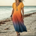 thumbnail image 3 of KBODIU Summer Dresses for Women 2023 Casual Loose Short Sleeve Long Dress Maxi Beach Sundresss with Pockets Orange XXL, 3 of 5