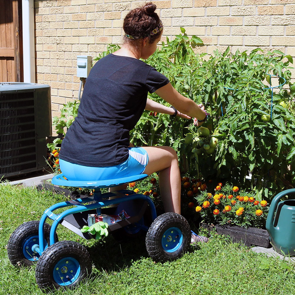 Sunnydaze Rolling Garden Cart Scooter, Ideaworks Garden Scooter Seat And Storage