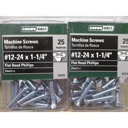 50 Crown Bolt 12-24 X 1-1/4 Flat Head Phillips Machine Screws