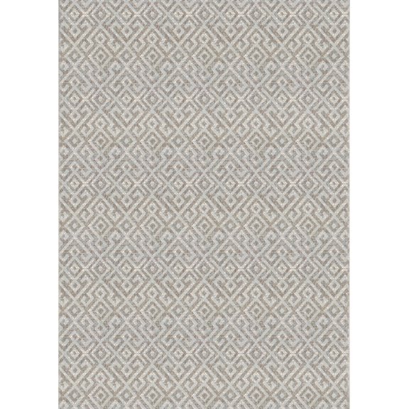 2.25' x 11.75' Ivory and Gray Pavers Geometric Rectangular Area Throw Rug Runner