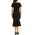 thumbnail image 3 of INSPIRE CHIC Business Elegant Dresses for Women's Sweetheart Neck Puff Short Sleeve Mermaid Midi Dress L Black, 3 of 6