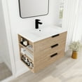 thumbnail image 5 of 30 Inch Bathroom Vanity - Wall Mounted, Imitative Oak Tone, 3 Drawers, Resin Sink, Handle, Soft Closing, Adjustable Side Shelf For Enhancement 30" Beaming, , Beaming Space, 5 of 7