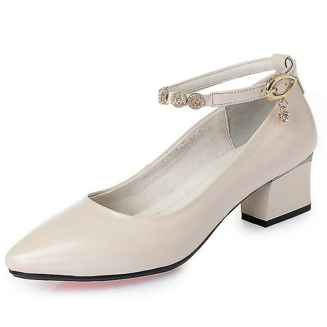 Chaussure de Mariée Légère pour Femmes à Talon Bloc, Talon Épais, Mode, Bride à la Cheville