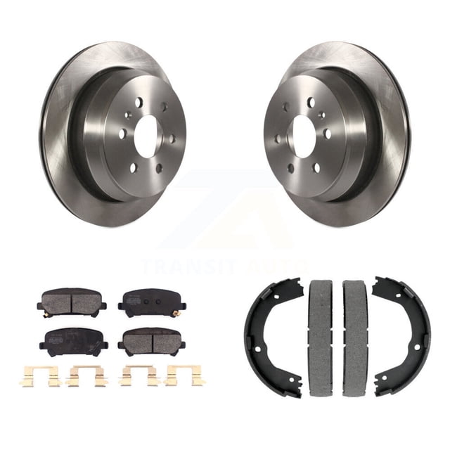 Transit Auto Rear Disc Rotors Semi-Metallic Pads and Parking Brake Shoes Kit for Car 2015-2020 Chevrolet Colorado GMC Canyon K8F-104755