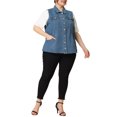 thumbnail image 2 of Agnes Orinda Women's Plus Size Button Down Raw Sleeveless Denim Jackets, 2 of 6