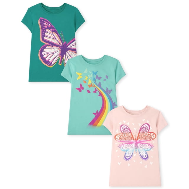 Camiseta The Children's Place de manga corta para niñas, paquete de 3
