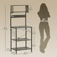 thumbnail image 2 of CoSoTower Baker's Rack with Charing Station, Microwave Shelf with Power Outlet, USB Charger and 5 Hooks, Distressed Grey, 2 of 7