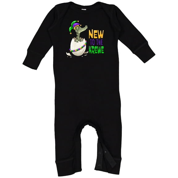 Inktastic New to the Krewe Mardi Gras Baby Alligator Baby Romper Coveralls