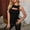 Black, variant on Karight Women's Cut Out Crewneck Ribbed Knit Sleeveless Slim Fit Tank Top Shirt