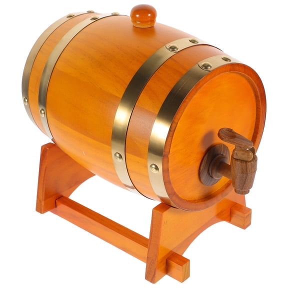 KALLORY Chocolate Pine Wood Wine Storage Barrel for Home Use with Faucet 1Set