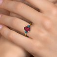 thumbnail image 4 of Gem Stone King 10K Yellow Gold Ruby Red Mystic Quartz and Blue Diamond Engagement Ring for Women | 2.34 Cttw | Oval 9X7MM | Gemstone Birthstone | Size 6, 4 of 6