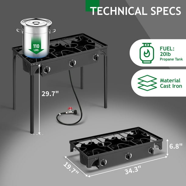 Ktaxon Portable 3 Burner Gas Propane Cooker for Outdoor Cooking