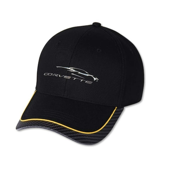 C8 Corvette Next Generation Gesture Logo Hat - Black with Yellow Stripe