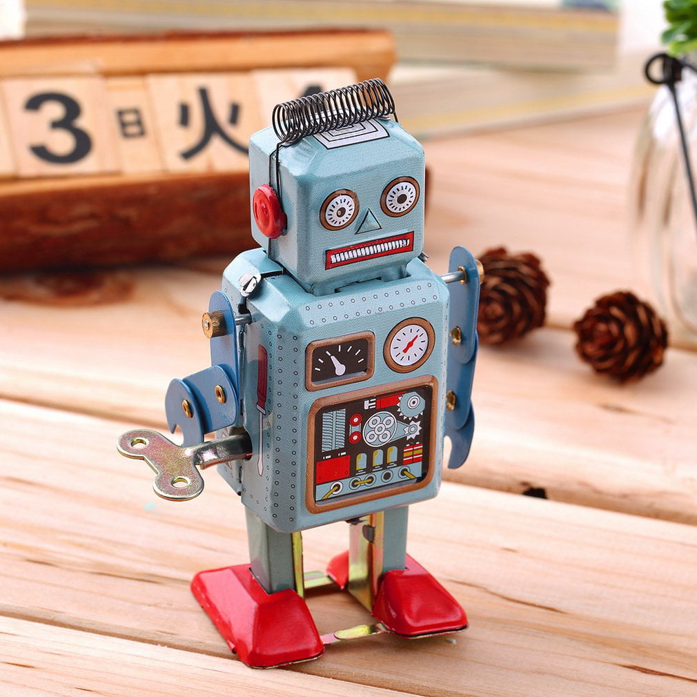 Robot Toy Walking Clockwork Retro Metal For Kids AS Gift  Up Vintage Mechanical
