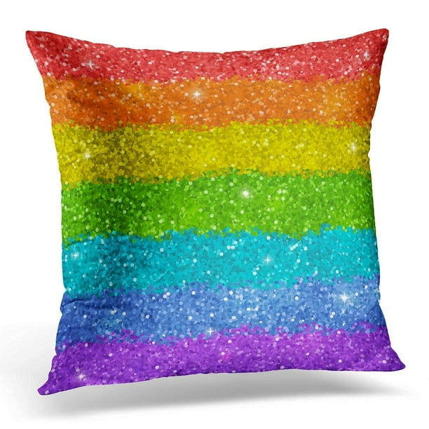 ARHOME Colorful Abstract Rainbow with Shiny Glitter Bling Pillows case