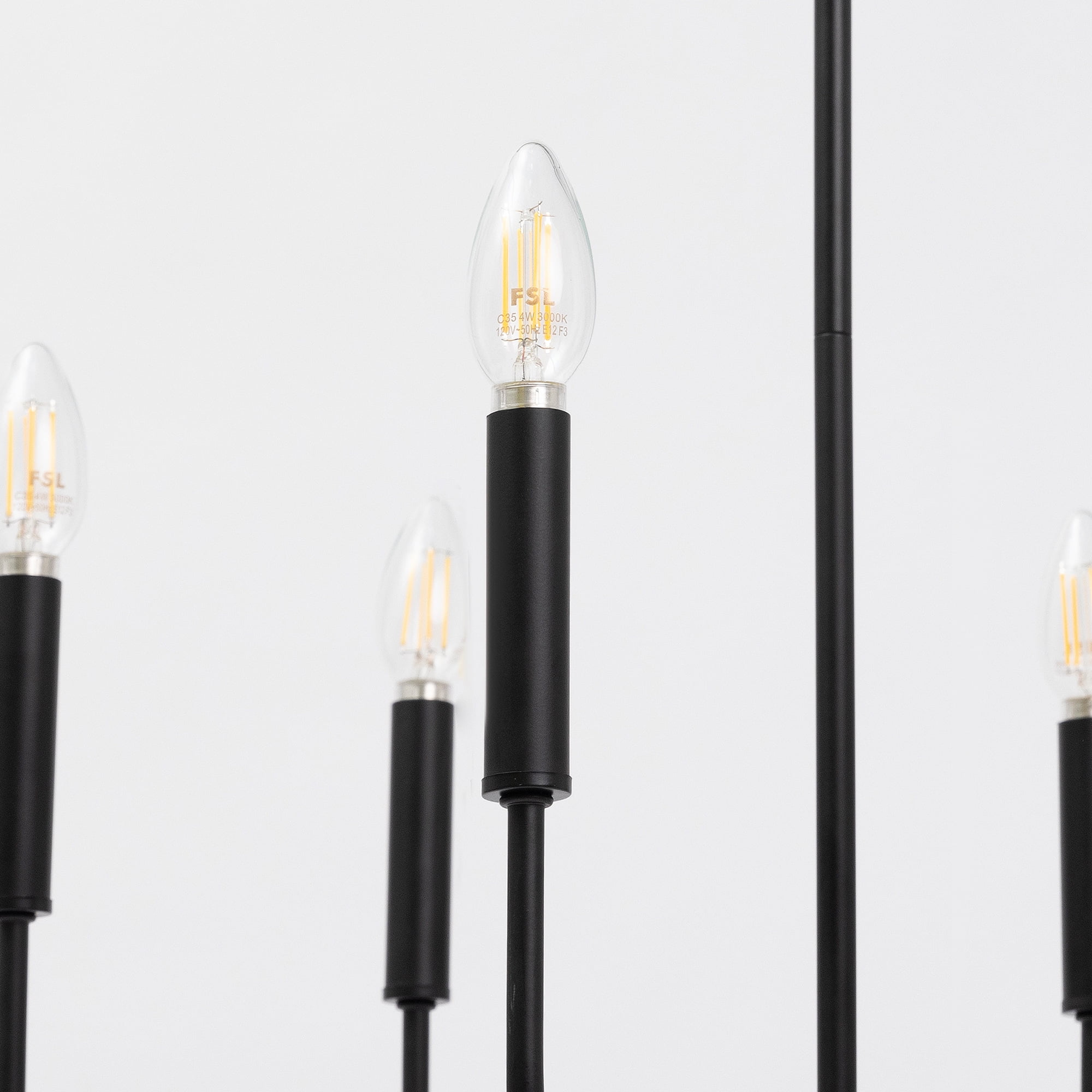LNC Askrlessi 6-Light Matte Black Modern/Contemporary Led Bare Bulb Chandelier