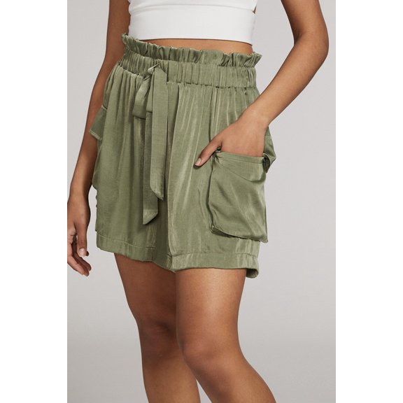 Miss Sparkling Women’s Textured Satin Cargo Shorts