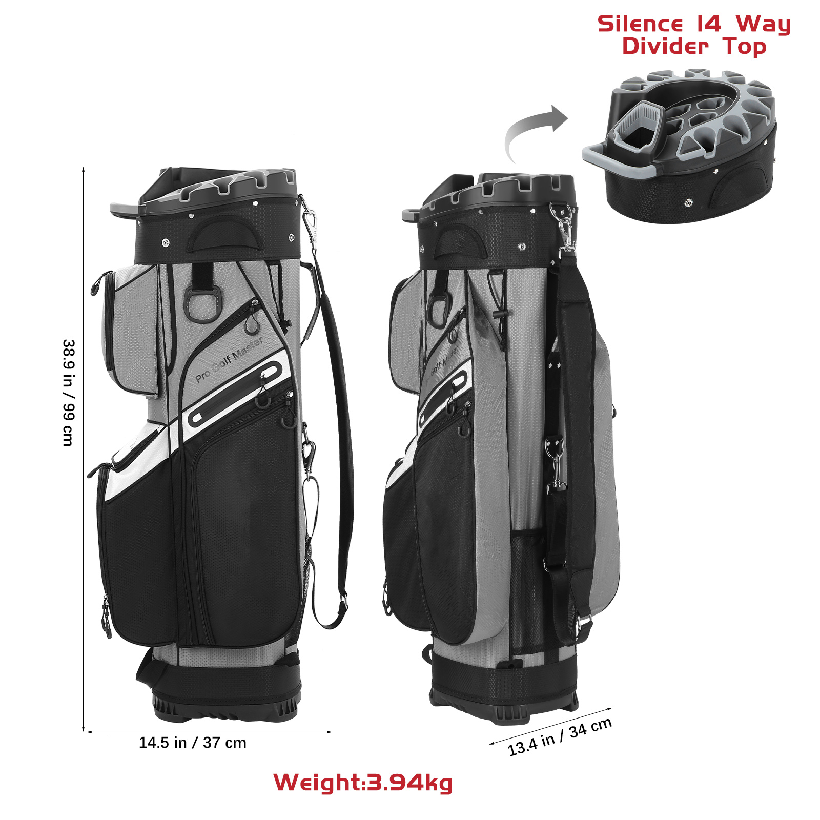 PartyKindom Durable Black Waterproof Golf Cart Bag with Lightweight Design for Every Golfer