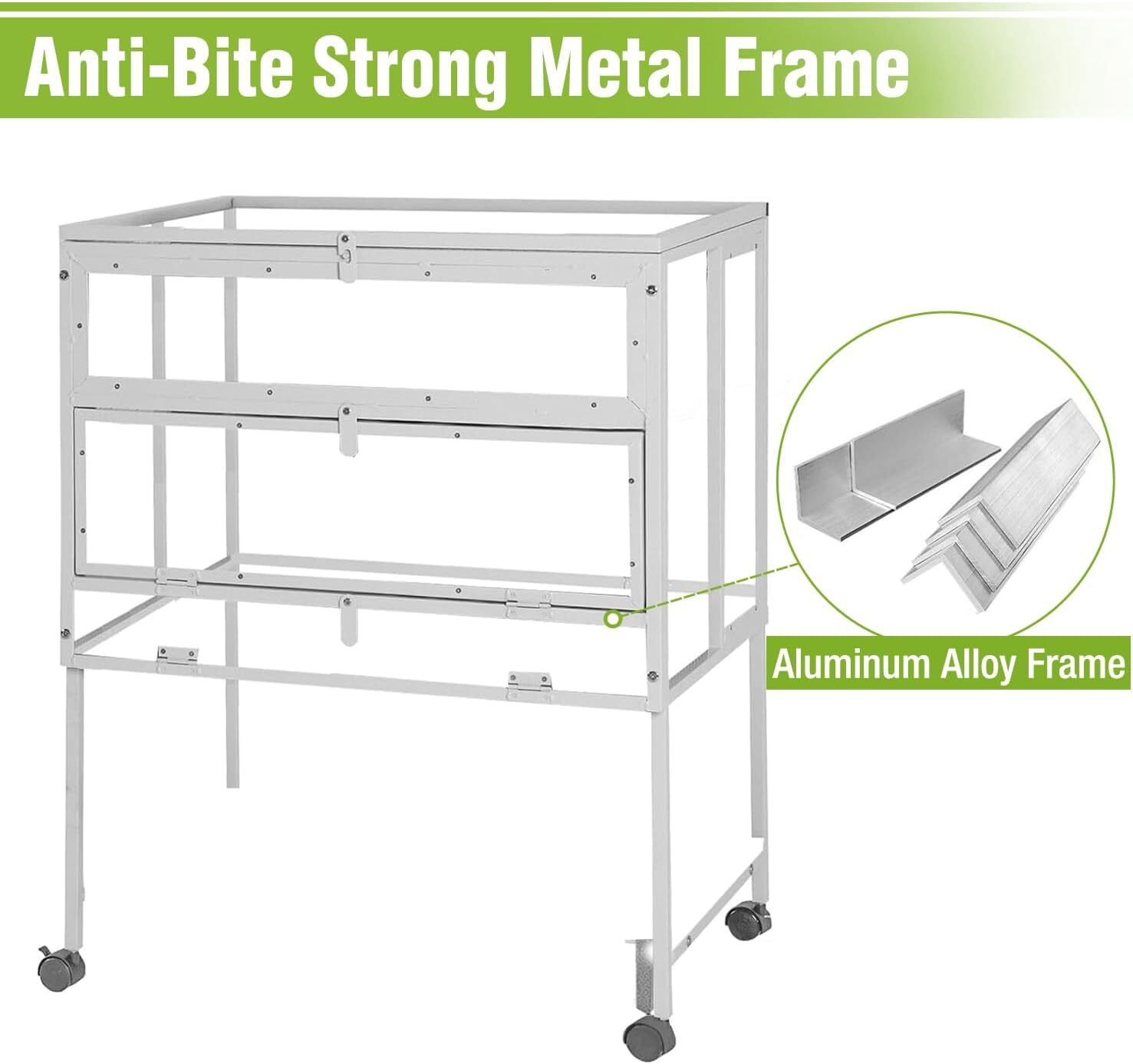 Aivituvin Guinea Pig Cage, Moveable Metal Frame Hamster Cage Anti-Chewing with Aluminium Alloy Edge, Hideouts, Ramps, Seesaws Chewing Toy, Deeper Pull-Out Leakproof Tray for Indoor Outdoor（White）