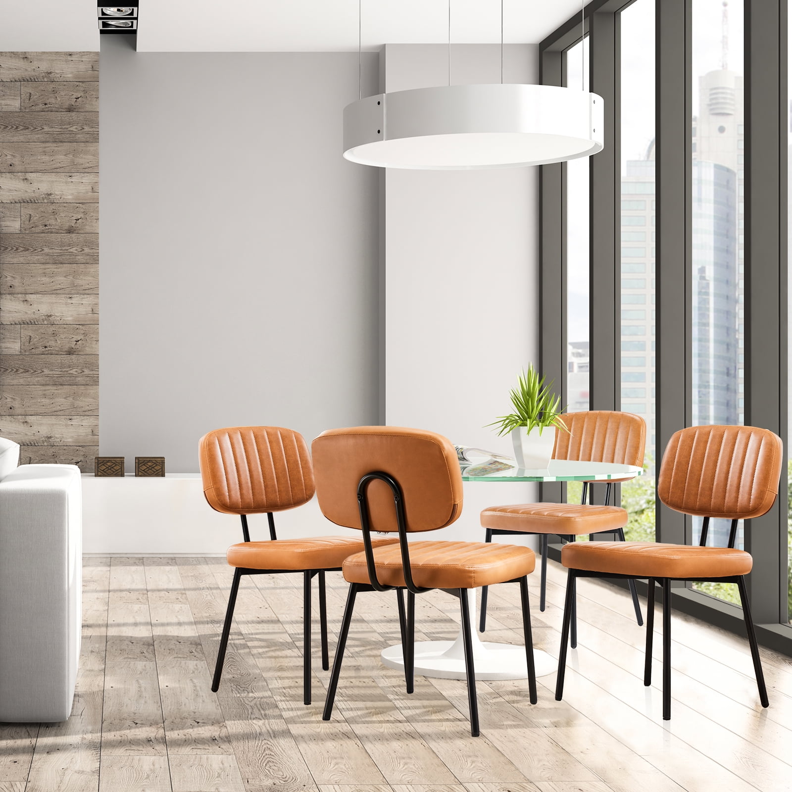 JOINSUN Mid-century Dining Chairs, Kitchen Chairs Set of 2, Brown