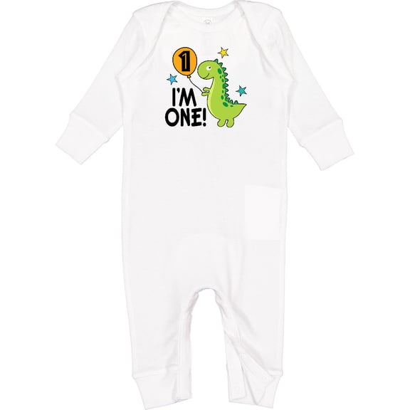 Inktastic 1st Birthday Dinosaur 1 Year Old Boy Baby Romper Coveralls