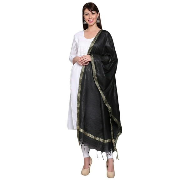 eloria Women's Neck Wrap Designer Pure Cotton Solid Chikankari Dupatta Indian Long Stole