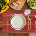 thumbnail image 4 of Red Wood Grain Placemats Set of 8, Farmhouse Vintage Wooden Rustic Planks Placemats for Dining Table, Place Mats for Kitchen Tabletop, Waterproof Wipeable Dining Table Mats Set, 4 of 9