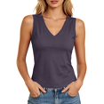 thumbnail image 3 of TGPMGRZ Workout Tank Tops Woman V Neck Wide Strap Athletic Top Solid Color Summer Clothing Navy Size XL, 3 of 7