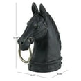 thumbnail image 4 of 9" x 12" Black Polystone Antique Style Head Horse Sculpture with Hitching Post and Gold Accents, by DecMode, 4 of 14