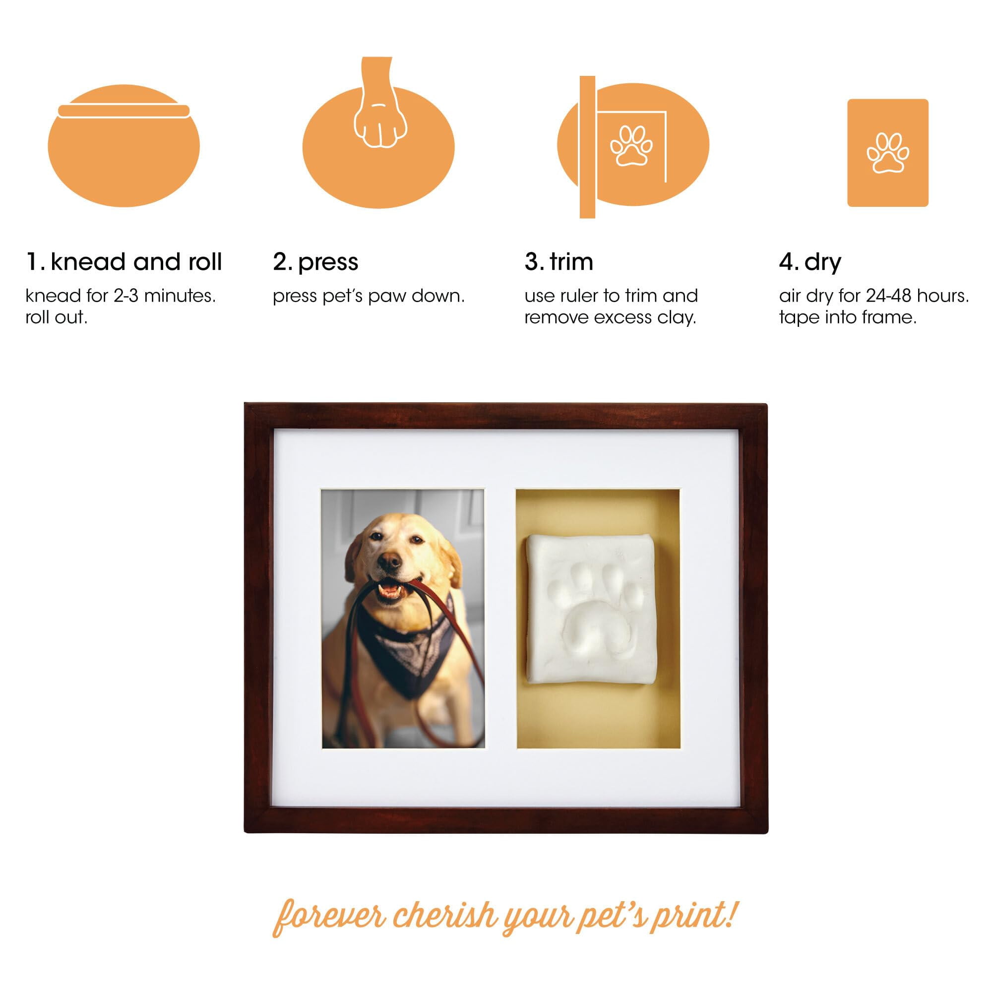PETT Pet paw print frame with clay print kit and photo display