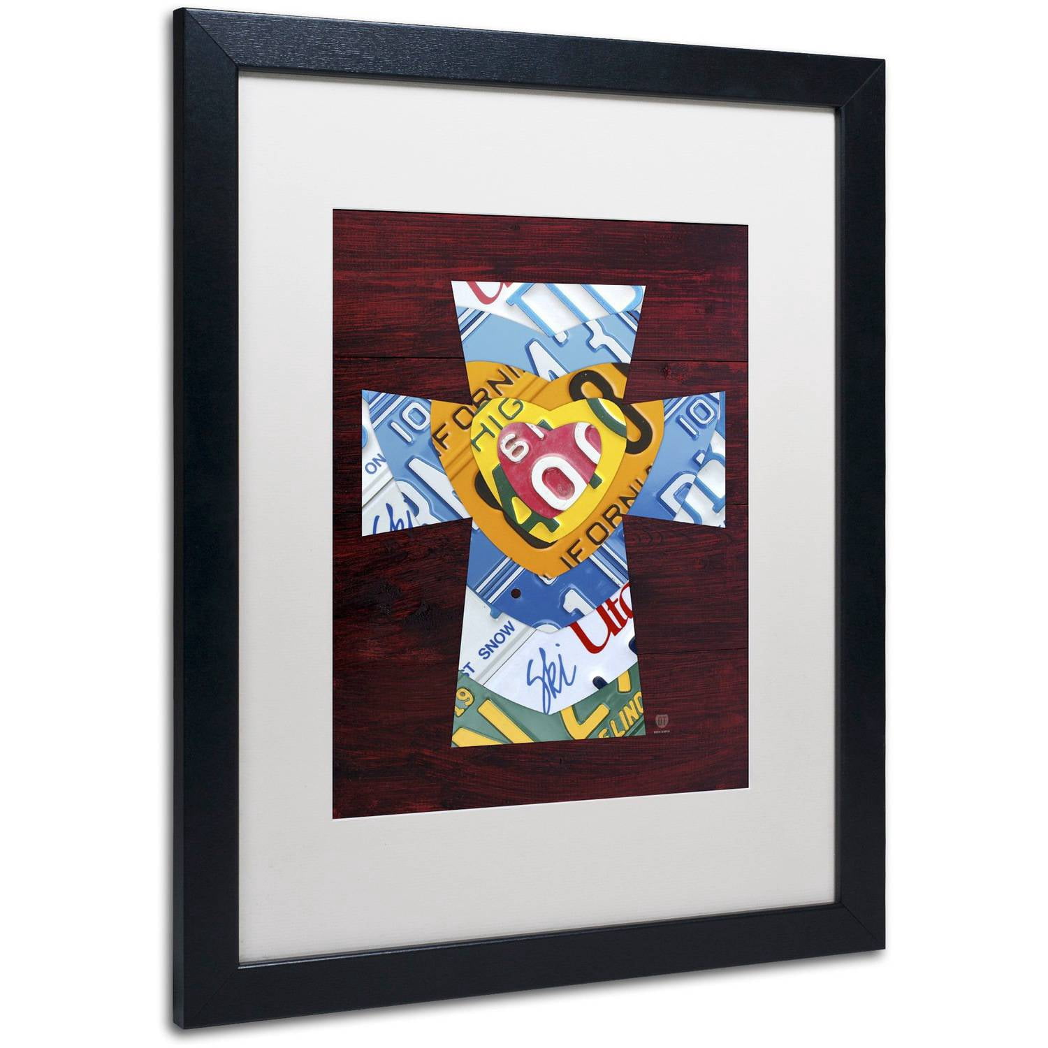 Trademark Fine Art 'Heart Cross' Canvas Art by Design Turnpike, White Matte, Black Frame