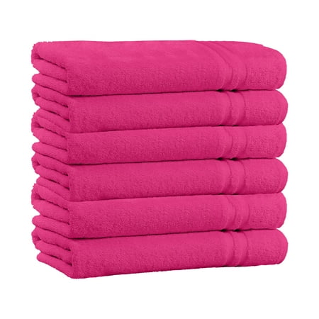 100% Cotton 4-Piece Bath Towels - Extra Soft Fade-Resistant Towels - 54  x 27  - (Raspberry)
