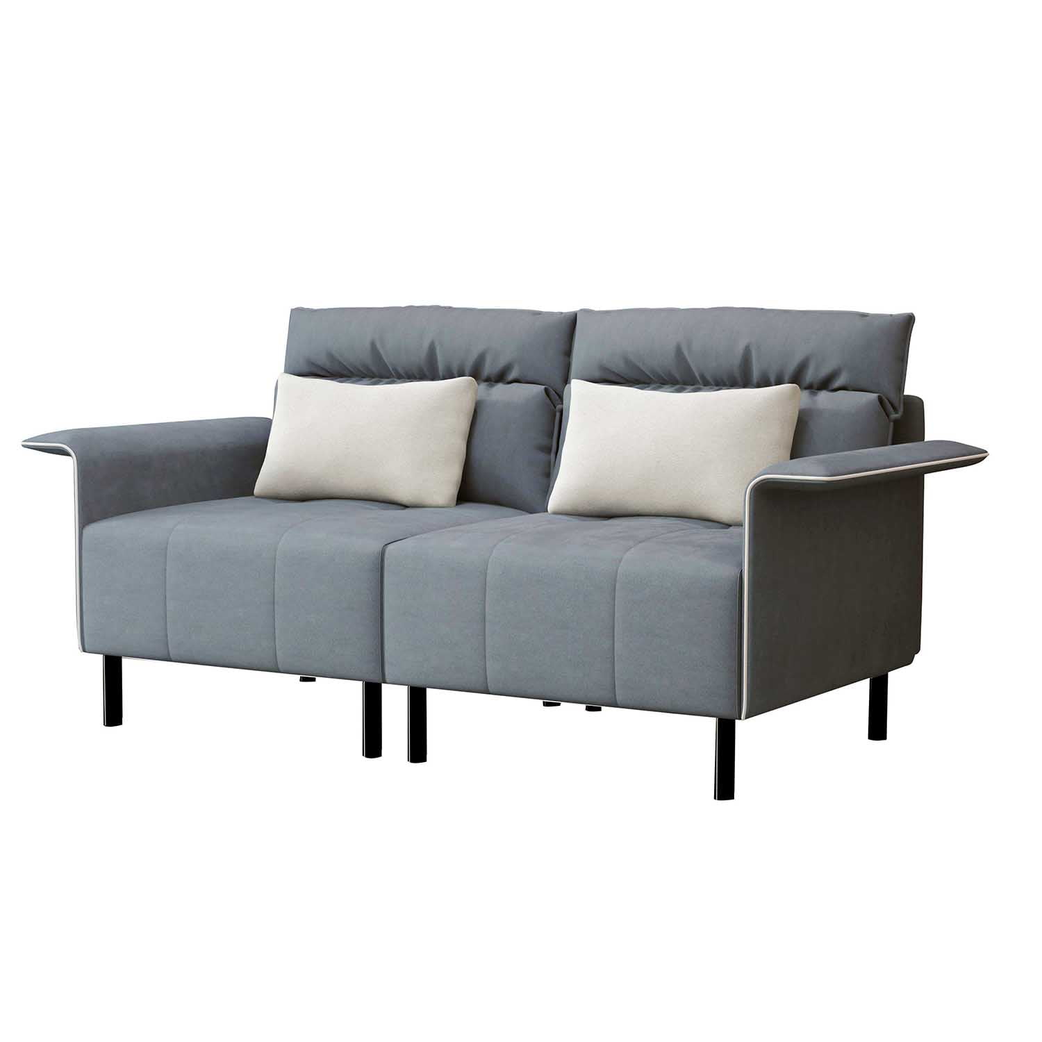 Kadyn Loveseat Sofa, Modern Sofa Couch for Office, Suede Sofa Couch for Living Room, Light Grey