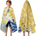thumbnail image 3 of Yellow Floral and Petal Pattern Hooded Bath Towel，60"x35" for Ages 3 To 12 Kids, Quick Dry Lightweight Soft Microfiber Hood Beach Towel Cover Up for Kids, 3 of 7