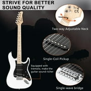 Glarry 6 Strings Right Hand Electric Guitar Package for Beginner,White