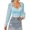 Light Blue, variant on Women'S Ruched Wrap Square Neck Flounce Long Sleeve Self Tie Crop Top Blouse White S