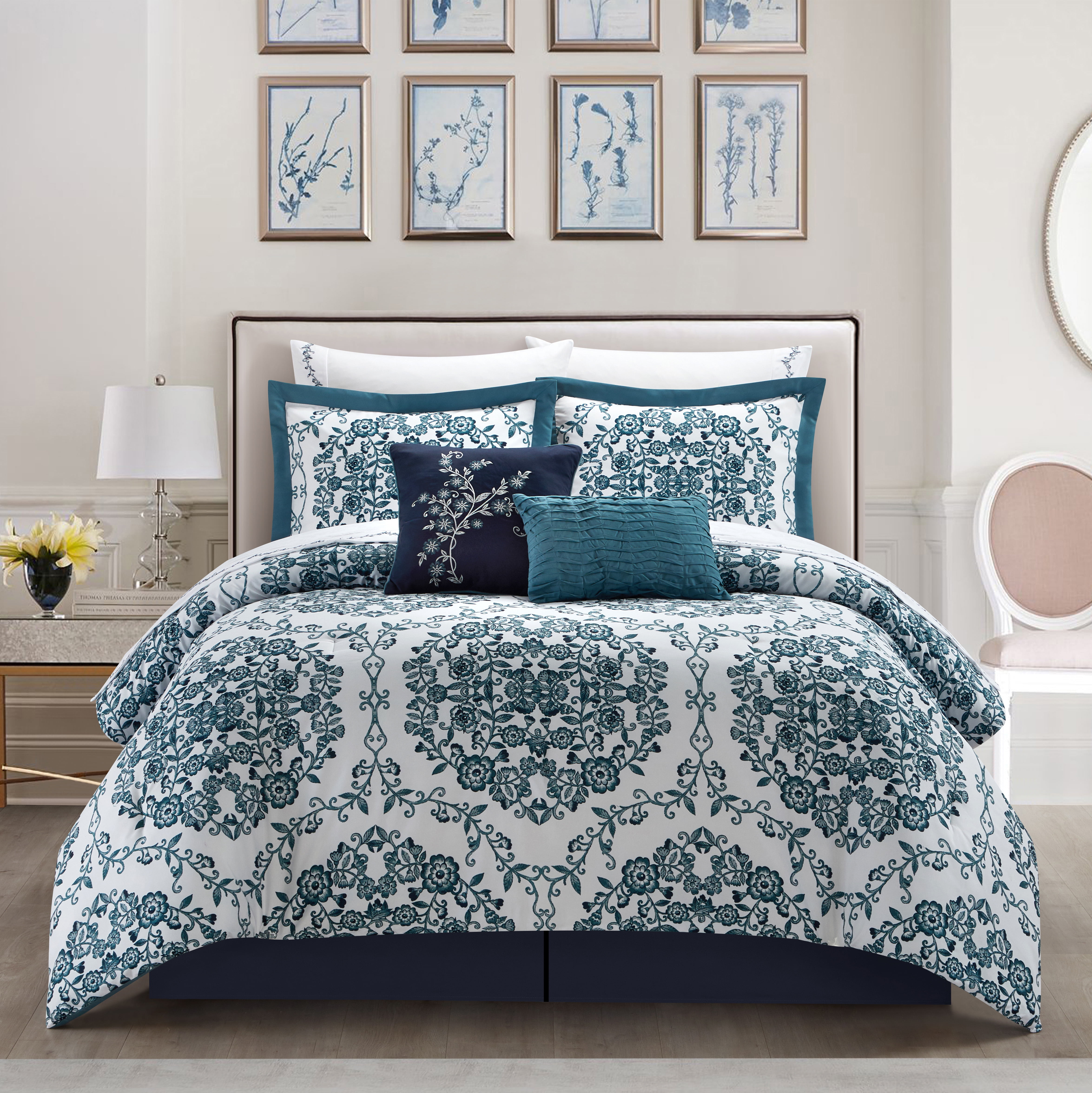 Blue/Brown/Ivor Tolbert King Details about   Riverbrook Home Bedding Comforter Set Set of 8 